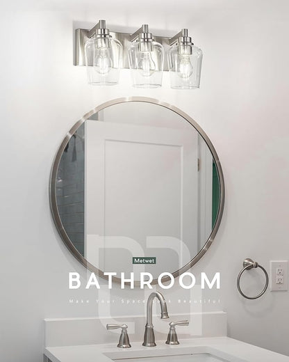 METWET Bathroom Light Fixtures, 3-Light Modern Vanity Light