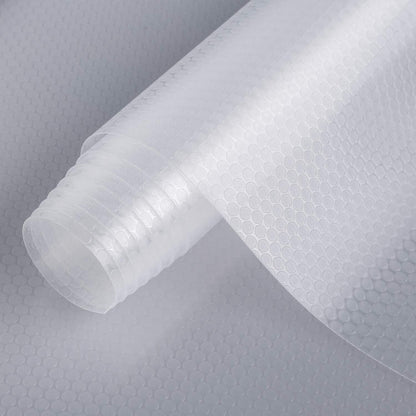 HooTown Refrigerator, Fridge, Freezer Shelf Liner and Drawer Mats 17.5 Inch Wide x 6.5 Feet Long, Non Slip EVA Plastic Washable Waterproof Pads for Kitchen Cabinet, Pantry Closet, Cupboard, Clear