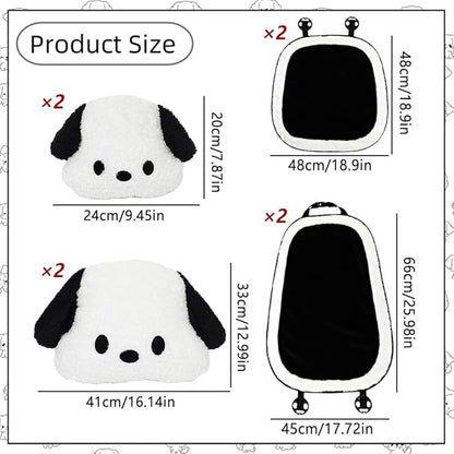 Set of 8 Car Headrest & Lumbar Support & Seat Cushion & Back Support Pillow Cute Black & White Dog Pattern Car Seat Pillow Comfortable & Durable Car Accessories Pillow for Long Sitting