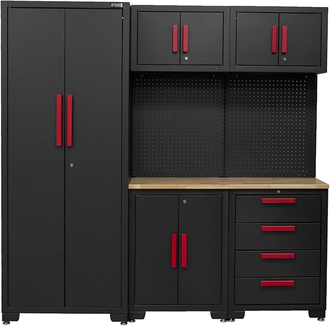 Garage Storage Cabinet System, 6-Pcs Garage Cabinets and Storage System Corner