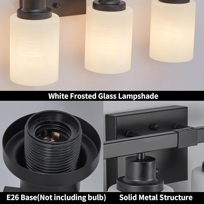 DIKAIDA 6-Light Black Vanity Lights, Matte Bathroom Lighting Fixtures