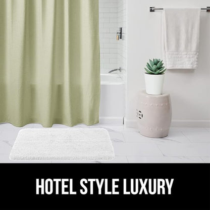 GORILLA GRIP Waffle Shower Curtain, Thick Weighted Fabric, Wrinkle and Rust Resistant, Classic Hotel Quality Design, Heavy Duty Long Curtains for Bathroom Showers, Bath Tubs, Machine Wash, 72x72, Sage