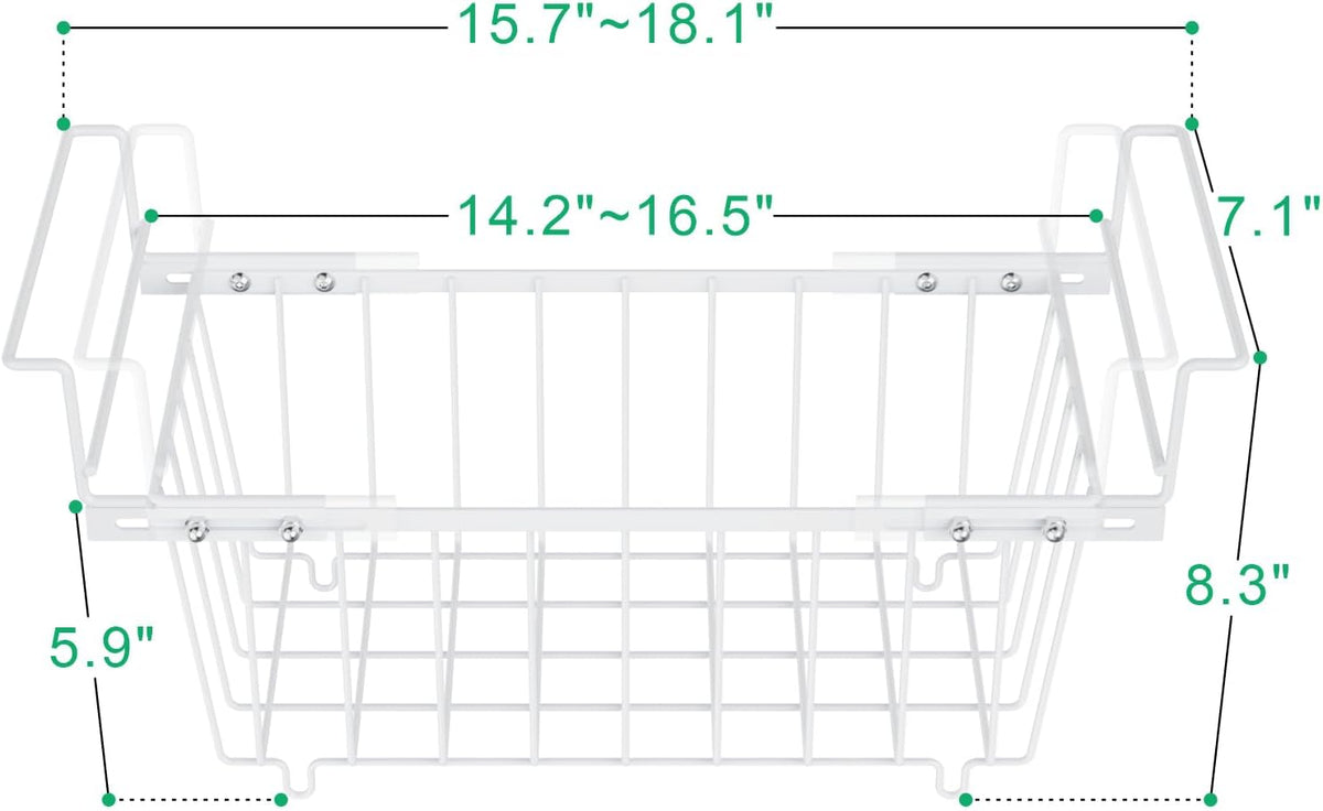 iSPECLE Freezer Organizer Bins - Expandable from 15.8" to 18.1", Fit 7 Cu.Ft Deep Freezer, Hanging Baskets for Chest Freezer, Easy Slide Access, 2 Pack, White