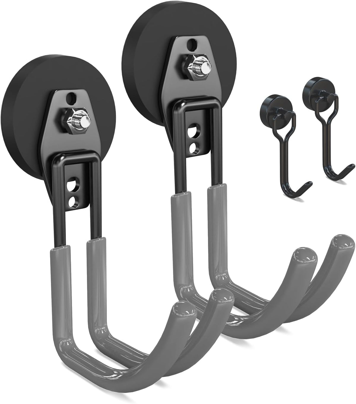 3-H Heavy Duty Magnet Garage Hooks 2 Pack, J Shape Strong Magnetic Hooks for Hanging Cordless Power Drill, Utility Magnetic Tool Holder for Metal Cabinet, Steel Pegboard, Toolbox, Garage(Grey)