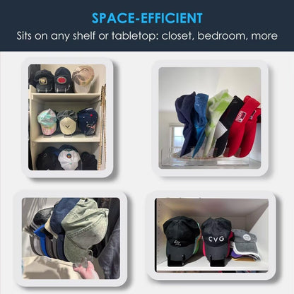 OAPRIRE Hat Stand for Baseball Caps Display and Organizer, No Install Acrylic Hat Organizer 2 Pack Holds 14 Baseball Caps for Closet, Bedroom, Dresser (Frosted Clear)