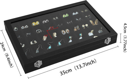 Wudygirl Jewelry Organizer 40 Grid Earring Holder Organizer with Clear Lid Jewelry Box for Rings Earrings Bracelets Storage Display Case for Women