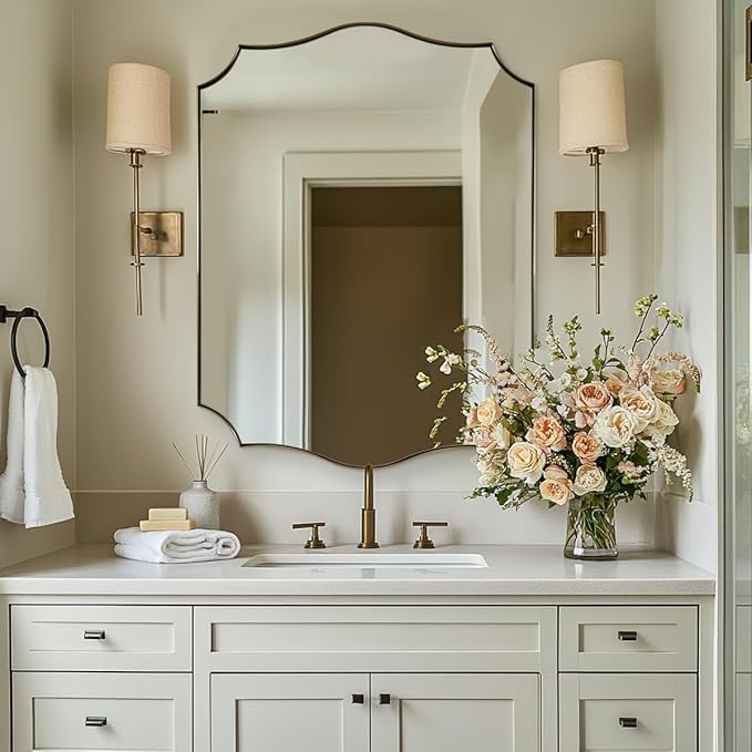 ANDY STAR Bathroom Vanity Mirror, 24x36 Irregular Wall Mirror, Asymmetrical