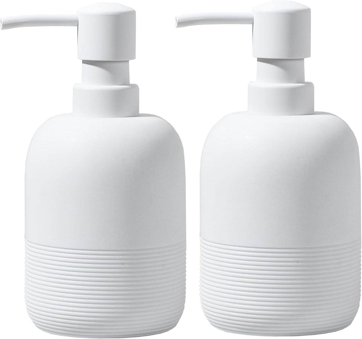 White Soap Lotion Dispenser with A Spare Pump,Liquid Hand Soap Dispenser Sets for Bathroom Countertop,2pcs/Set Soap Dispenser for Kitchen