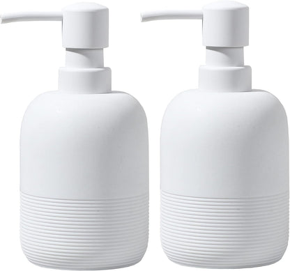 White Soap Lotion Dispenser with A Spare Pump,Liquid Hand Soap Dispenser Sets for Bathroom Countertop,2pcs/Set Soap Dispenser for Kitchen