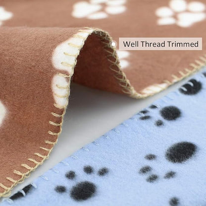 Comsmart Pet Blanket Dog Cat Soft Fleece Blankets Sleep Mat Pad Bed Cover with Paw Print for Kitten Puppy and Other Small Animals, 6 Pack of 39x31 Inches