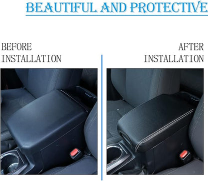 CHEAYAR Leather Car Auto Center Console Armrest Cushion for Toyota Tacoma Accessories 2016-2018 2019 2020 American Flag (Black-Leather)
