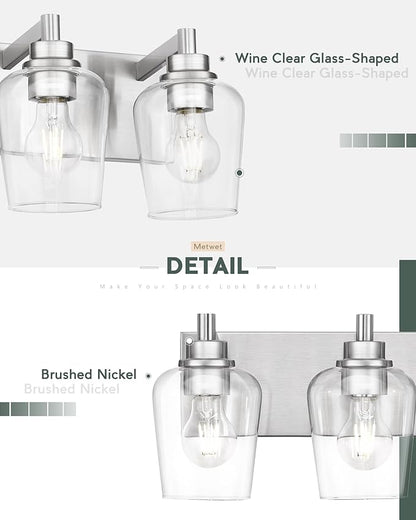 METWET Bathroom Light Fixtures, 3-Light Modern Vanity Light