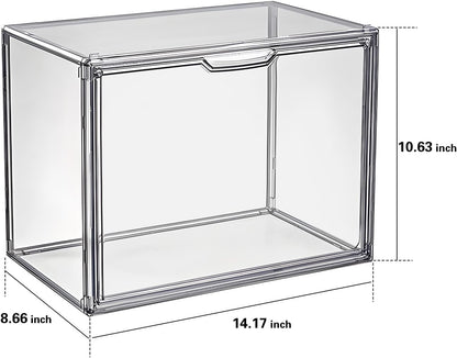 Clear Stackable Plastic Storage Bins with Lids, Large Gray Organizer Containers for Home, Kitchen & Closet Organization