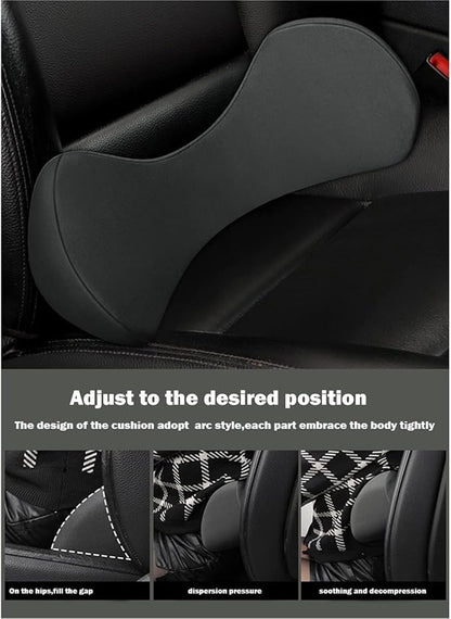 Memory Foam Car Seat, Car Lumbar Support Pillow Tailbone Support Cushions, Back Pad Massager Waist Cushion for Car Seat, Office Chair(1 Black)