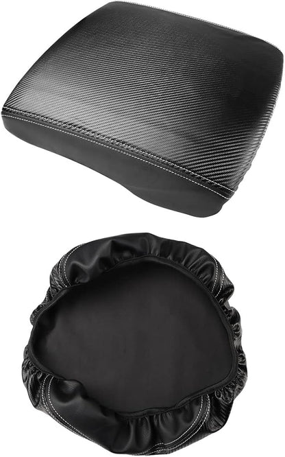 INTGET Car Center Console Armrest Cover for 2022 2023 Dodge Ram 1500 2500 3500 Accessories 2019 2020 2021 Arm Rest Box Lid Protector Pad Cushion Dog Seat Cover (Black with Carbon Fiber Texture)