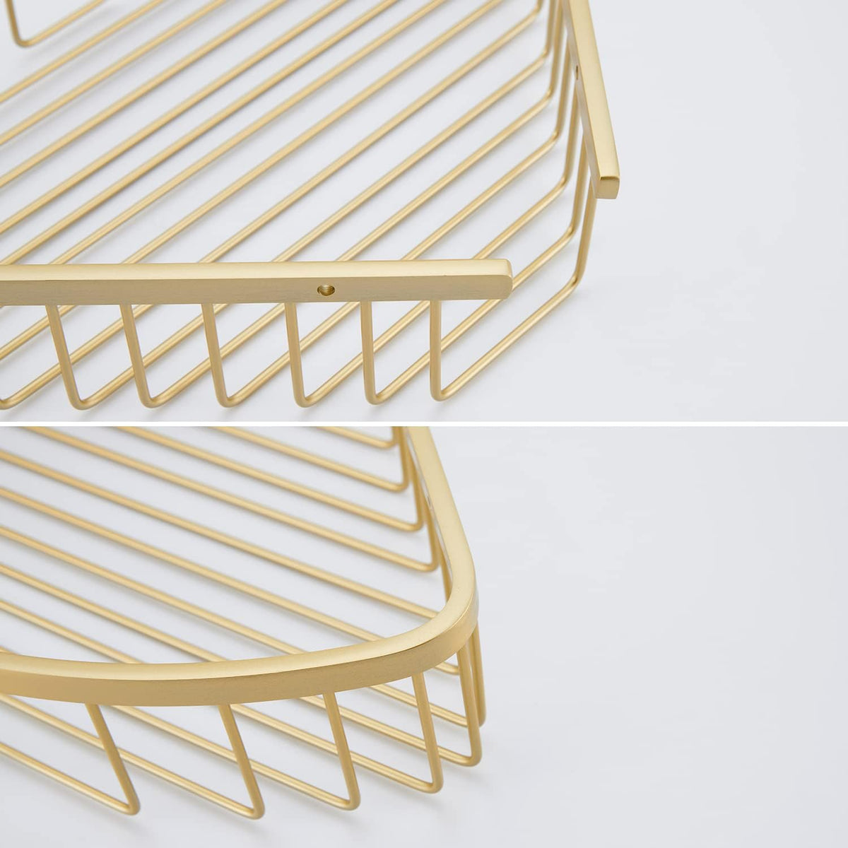 Bathroom Shower Caddy Corner Shelf Basket, Corner-Hollow Design, Ultra Sturdy Rust-Proof Stainless Steel Shelf Organizer Shampoo Holder, Wall Mounted Storage Rack for Bathroom, Brushed Gold