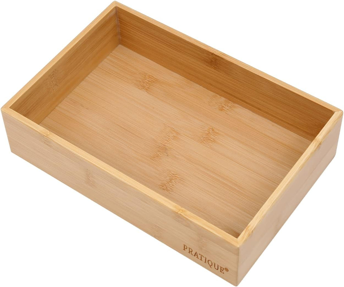 Bamboo Drawer Organizer - Kitchen Utensil Organizer Silverware Tray Cutlery Holder，Office Desk Supplies and Accessories (8.9x5.9x2.6 inch)