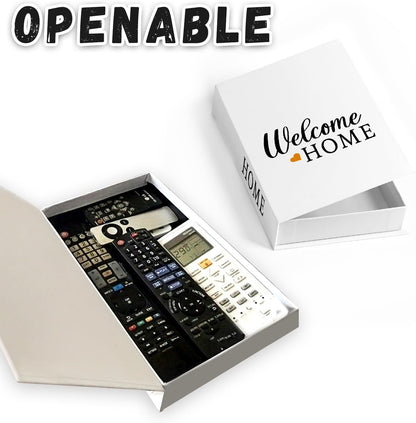 Decorative Storage Book Box – Hidden Storage for Remote Controls, Keys, and Small Items – Elegant Home Decor for Living Room, Bedroom, Coffee Table – Modern Style Faux Book Organizer (Welcome Home)