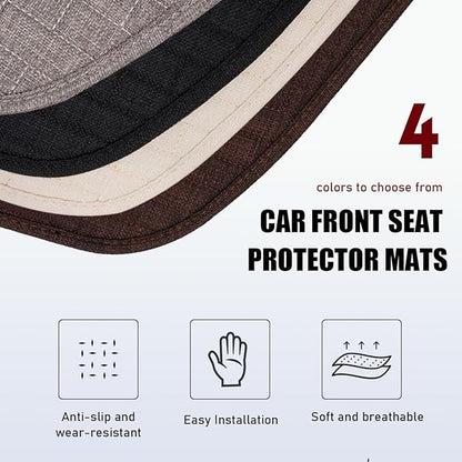 4PCS Car Seat Cover Pad, Breathable Auto Front Seat Bottom Cushion Mat & Seatback Cover, Soft Comfortable Vehicle Full Seat Protector, Universal Truck SUV Car Accessories (Coffee)