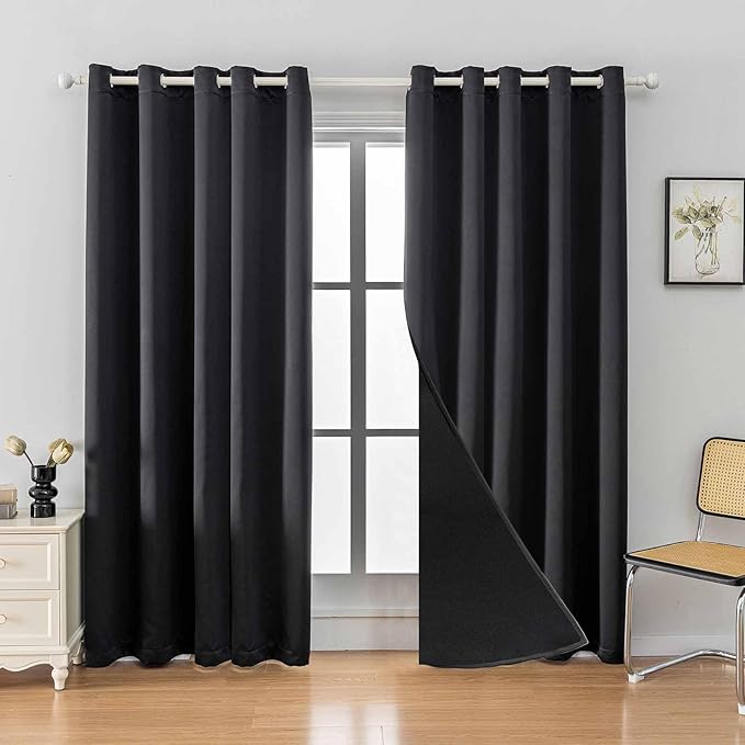 Anytime 100% Blackout Curtain 2 Panels Set, Thermal Insulated Window Drapes