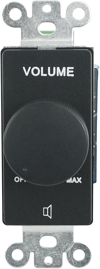 Rockville VOL70200 Black 200W 70V Volume Control Zone Controller, Single Gang