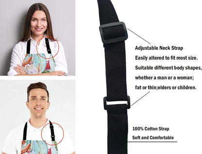 Cactus Kitchen Cooking BBQ Chef Apron, Watercolor With Flowers Roses and Cactus Apron for Men, Women - Dad Gifts, Gifts for Men - Birthday, Mothers Day Gifts for Mom