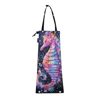 ALAZA Hanging Car Trash Bags Garbage Bag Trash Can for Back Seat Small Sea Horse 2 Washable Storage Bag Retractable 2 Pack