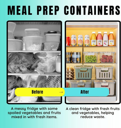 5-Pack Fruit Containers for Fridge Keep Fresh – Airtight Food Containers with Lids, Produce Saver with Removable Colander, Fridge Organizers, Microwave & Dishwasher Safe (Cream)