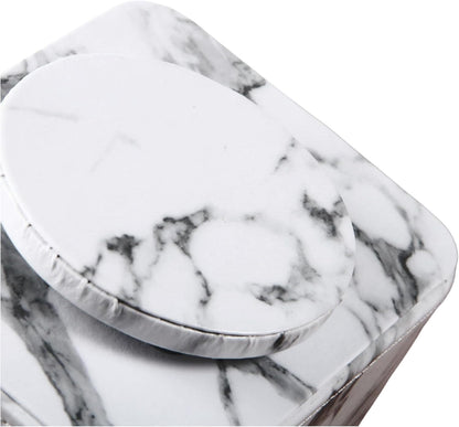 PU Leather Remote Control Holder,360 Degree Spinning Desk TV Remote Caddy,Desk Organizers and Accessories,for Controller,Media,Mail,Calculator,Mobile Phone,Pen Storage Holder(White Marble)