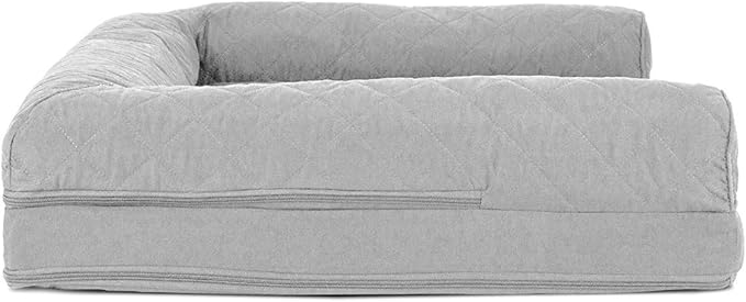 Furhaven Orthopedic Dog Bed for Large/Medium Dogs w/ Removable Bolsters & Washable Cover, For Dogs Up to 55 lbs - (Quilted) Silver Gray, Large