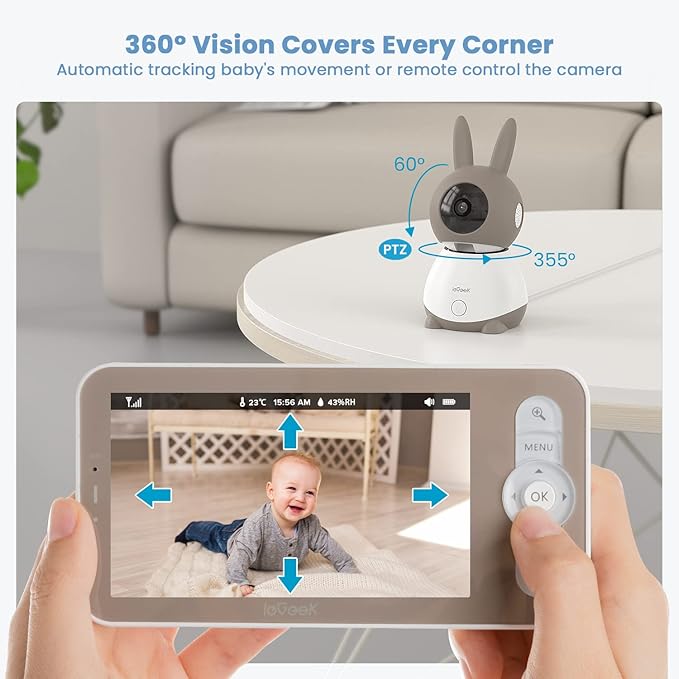 ieGeek Baby Monitor with 2K HD Resolution, Pan-Tilt-Zoom Video Baby Monitor