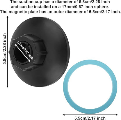 Magnetic Phone Mount Base, 0.67 Inch/17mm Phone Holder Ball Head Socket Accessories Compatible with iPhone 16 15 14 13 12 for Car Dashboard Air Vent Windshield Attachment
