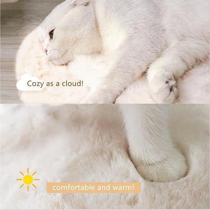 SHENGOCASE Pet Bed Cushion Pad, 12 x 12 inches, Square Faux Rabbit Fur, 2-Pack, Cat Tree Tower Replacement Mat