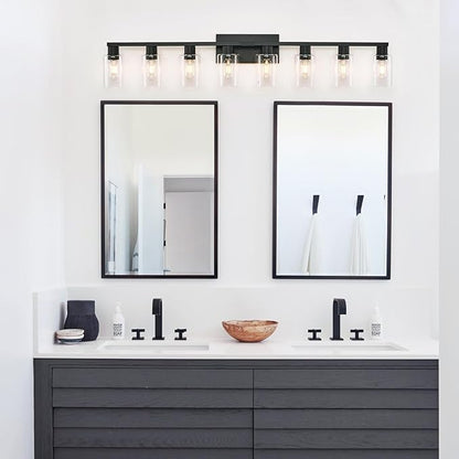 8 Light Bathroom Vanity Light, Matte Black Bathroom Vanity Lights Over Mirror