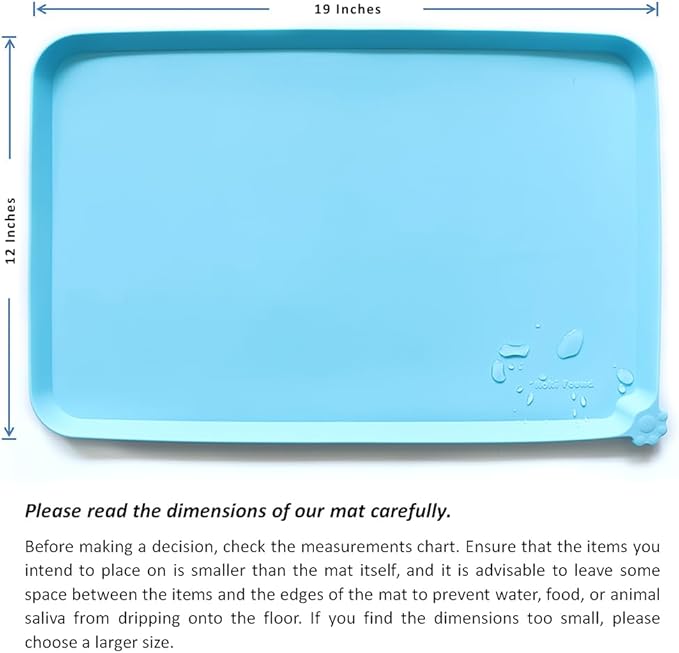 Hoki Found - Waterproof Pet Feeding Mats with High Lips, Multiple Size and Colors -A