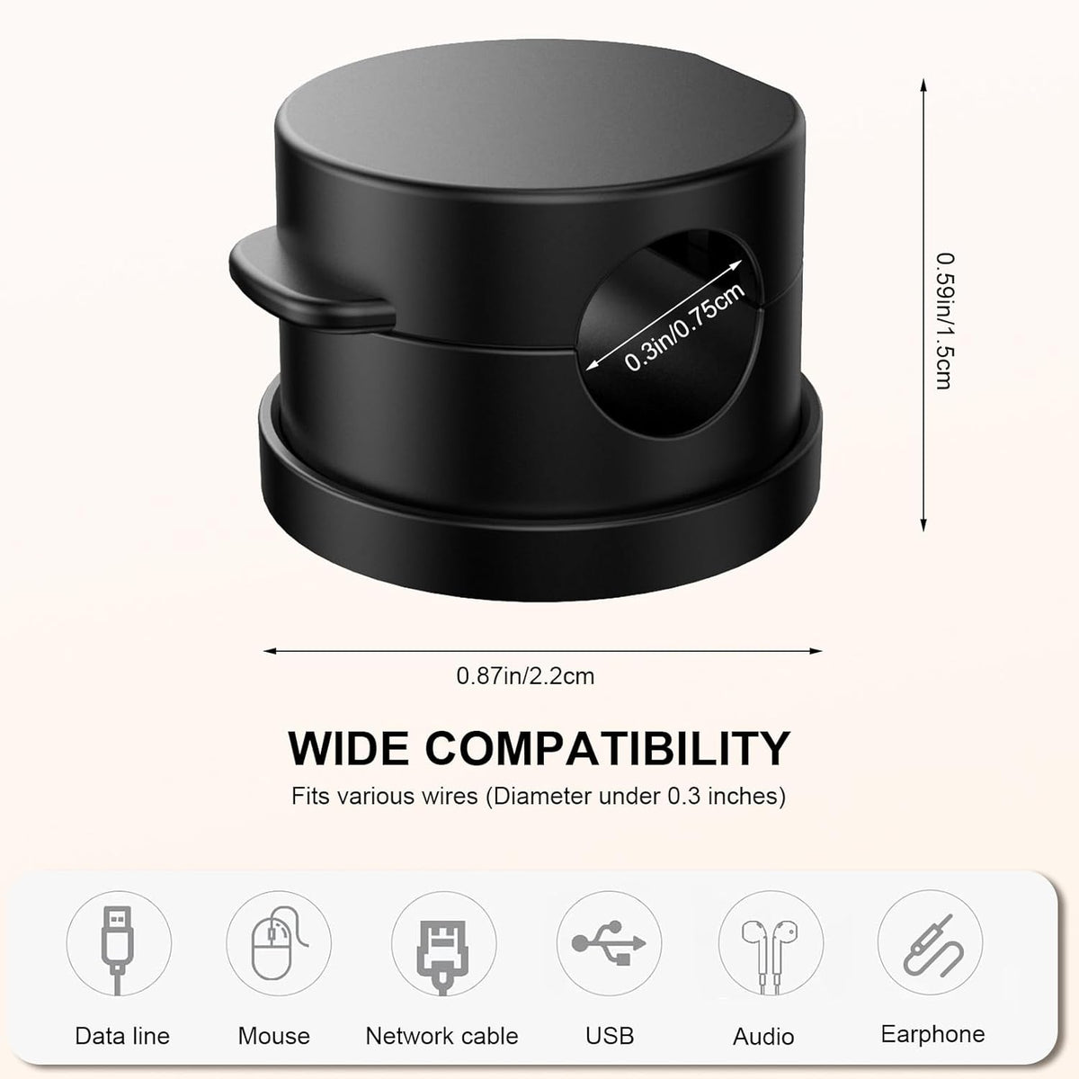 6pcs Magnetic Cord Organizer, 360° Swiveling Adhesive Cable Clips - Compact Cord Holder for Nightstand, Desk, Car, Kitchen & Home Office - Charger Holder Management Solution by MarLigavid (Black)