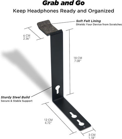 Moodular Add-ons Headphone Stand [Accessory Only - Requires Moodular Wooden Monitor Stand Slide Rails for Use] Black MSA-HS