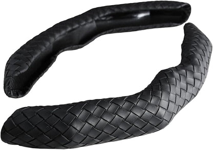 Quick Install Braided Pattern Nappa Leather Steering Wheel Grips,Woven Texture Car Steering Wheel Cover,for Women,for 14 to 15.5 inches Sedan Coupe SUV