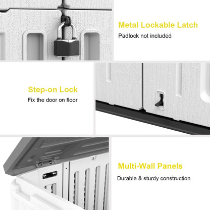 Outdoor Storage Shed,KINYING Outdoor Storage Cabinet Waterproof with Double Doors,52 Cu.ft Resin Vertical Tool Shed for Garden,Patio,Backyard,4×2.5×6.6 FT