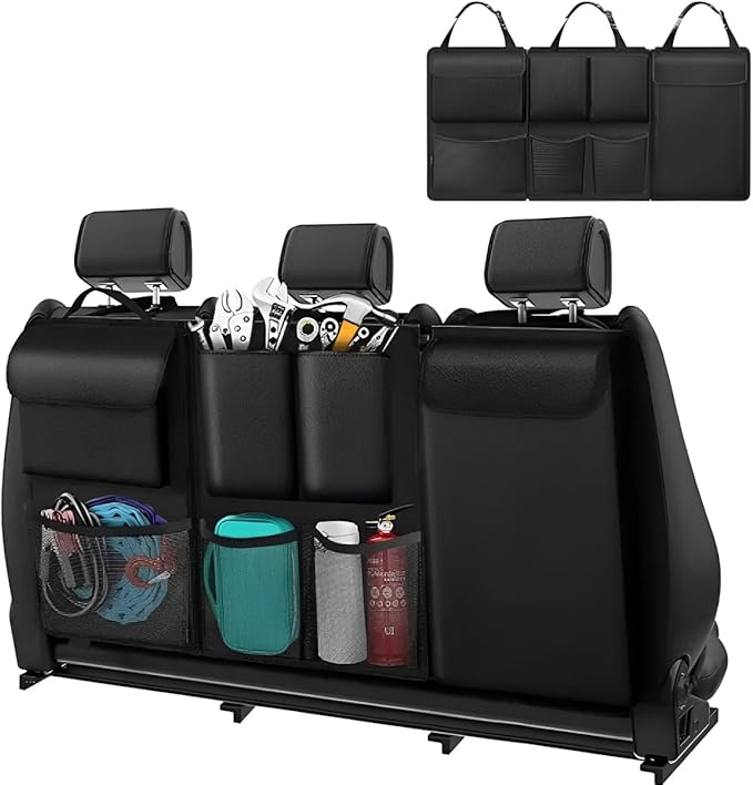 Car Trunk Organizer, Detachable Car Backseat Hanging Organizer with 7 Large Storage Pockets, Collapsible Back Seat Organizer Car Interior Accessories for SUV, Van, Jeep