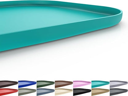 SMILOOL Silicone Pet Feeding Mat with Raised Edge for Food and Water, Dog Bowl Mats, Cat Bowls Placemat with High Lip for Floor Waterproof, Rubber Tray for Cats and Dogs 19 x 12 x0.7 Dark Turquoise