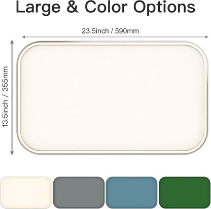 Feedoo Pet Feeding Mat [Warped Resistant Raised Edge], Water-Proof Silicone Placement for Food Water Bowls, Anti-Slip Base Protect Floor, BPA-Free&Dishwasher-Safe [23.5x13.5inch Large, White Sand]
