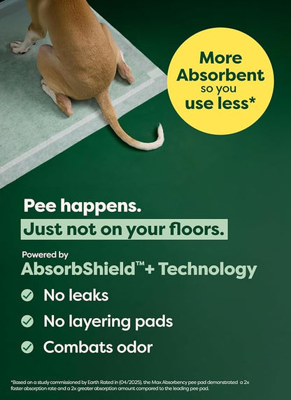 Earth Rated Max Absorbency Puppy Pee Pads for Dogs Absorbs 2X Faster & 2X More, Leak-Proof, Odor Control Potty Training, Unscented, 3XL, 36” x 36”, 24 Count