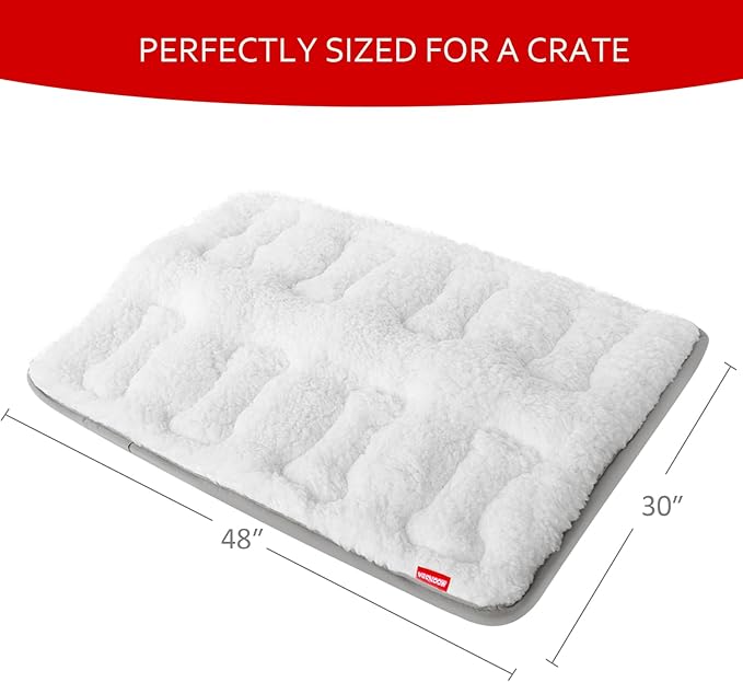 Moonsea Soft Plush Dog Bed Crate Mat, 48" X 30", Anti-Slip Bottom, Machine Washable, 3 Layers of Material for Ultimate Comfort