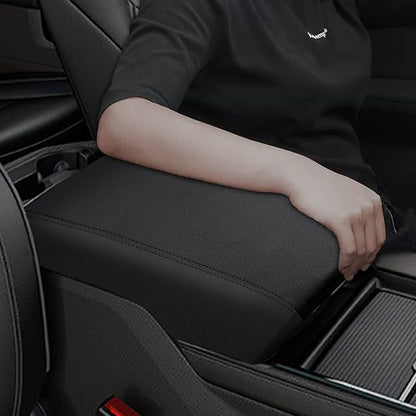 Center Console Cover Anti-Scratch Waterproof Leather Armrest Pad Protector Cushion for Dodge RAM 1500 2500 3500 2019 2020 2021 2022 2023 Interior Accessories(Black)