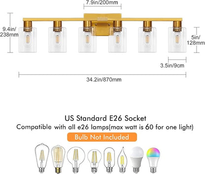 6 Light Bathroom Light Fixtures, Large Gold Bathroom Vanity Light