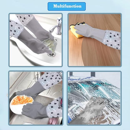 1TO3GO Pet Grooming Gloves Pet Hair Remover Cat, Dog Washing Gloves Silicone Heat Resistant Cleaning Gloves with High-Density Teeth Grooming Gloves for Dogs, Cats, Horses, Rabbits (1 Pair - Gray)