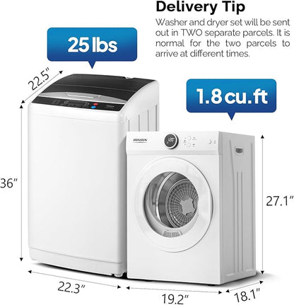 ROVSUN 1.8CuFt Portable Clothes Dryer and 25LBS Full-Automatic Washing Machine