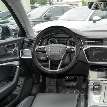 38cm Car Steering Wheel Cover, Universal 15 inch, Microfiber Breathable Ice Silk,Warm in Winter and Cool in Summer, Anti-Slip, Odorless, Easy to Install