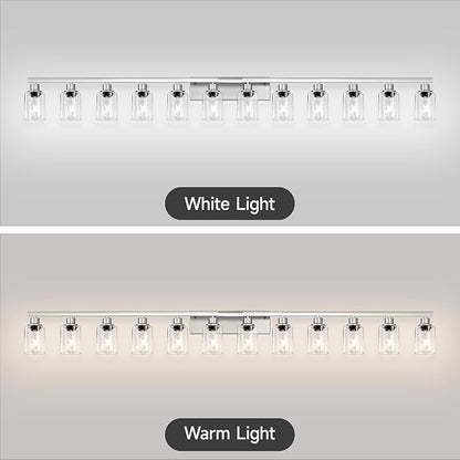 DIKAIDA Brushed Nickel Bathroom Vanity Light, 12 Light Brushed Nickel Bathroom